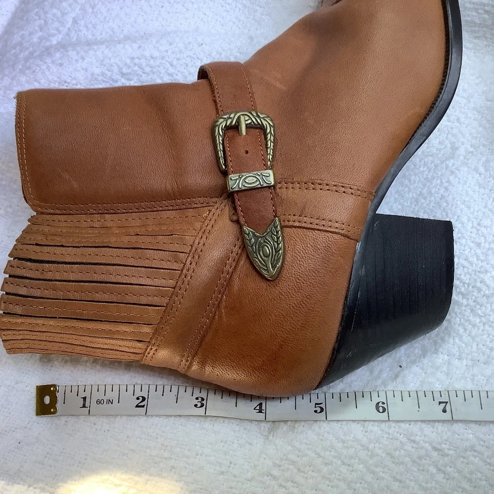 Dingo ankle‎ leather brown boot bootie cowgirl western